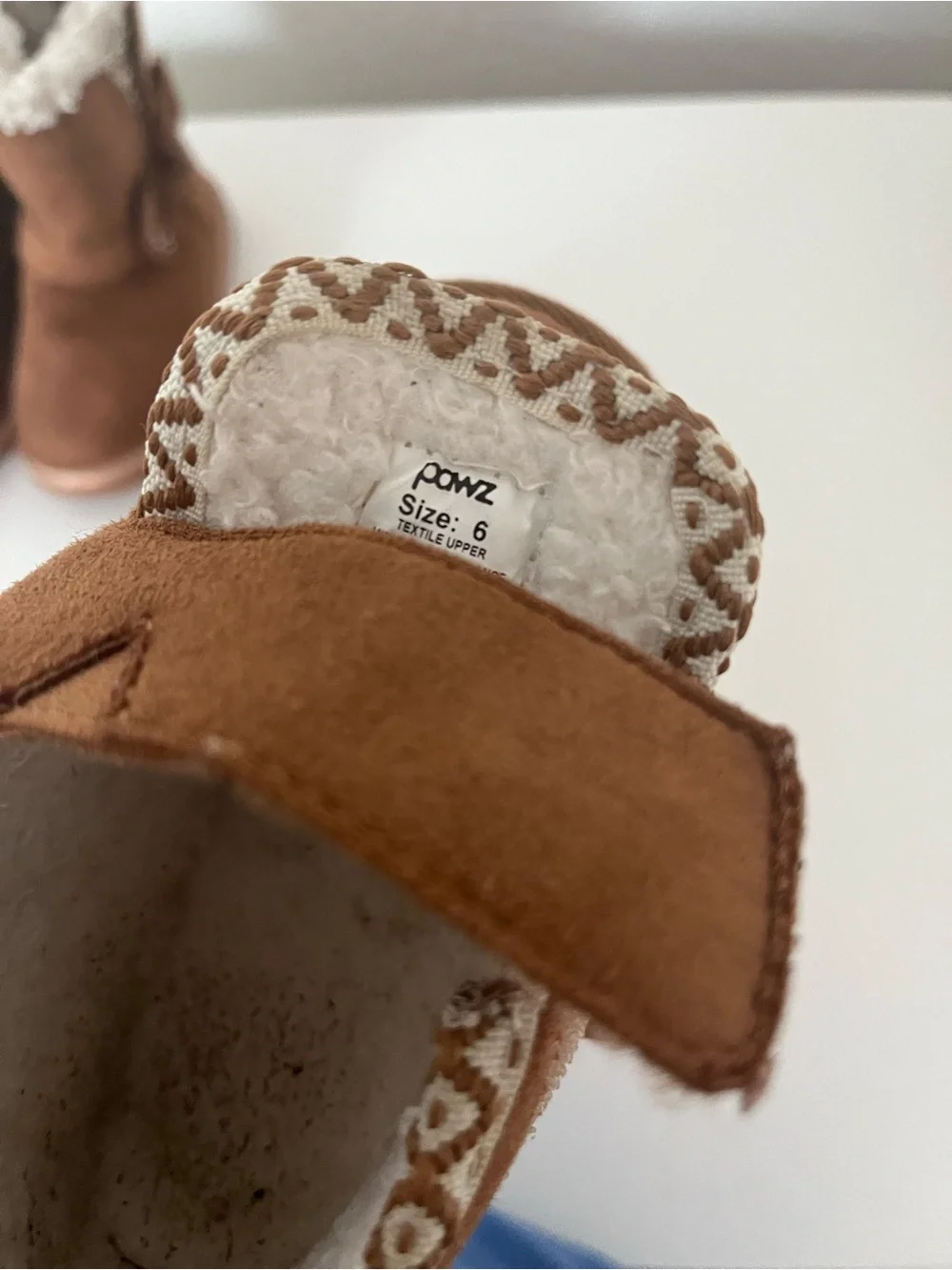 PAWZ Brown Kids Fleece-Lined Winter Boots with Pom Detail